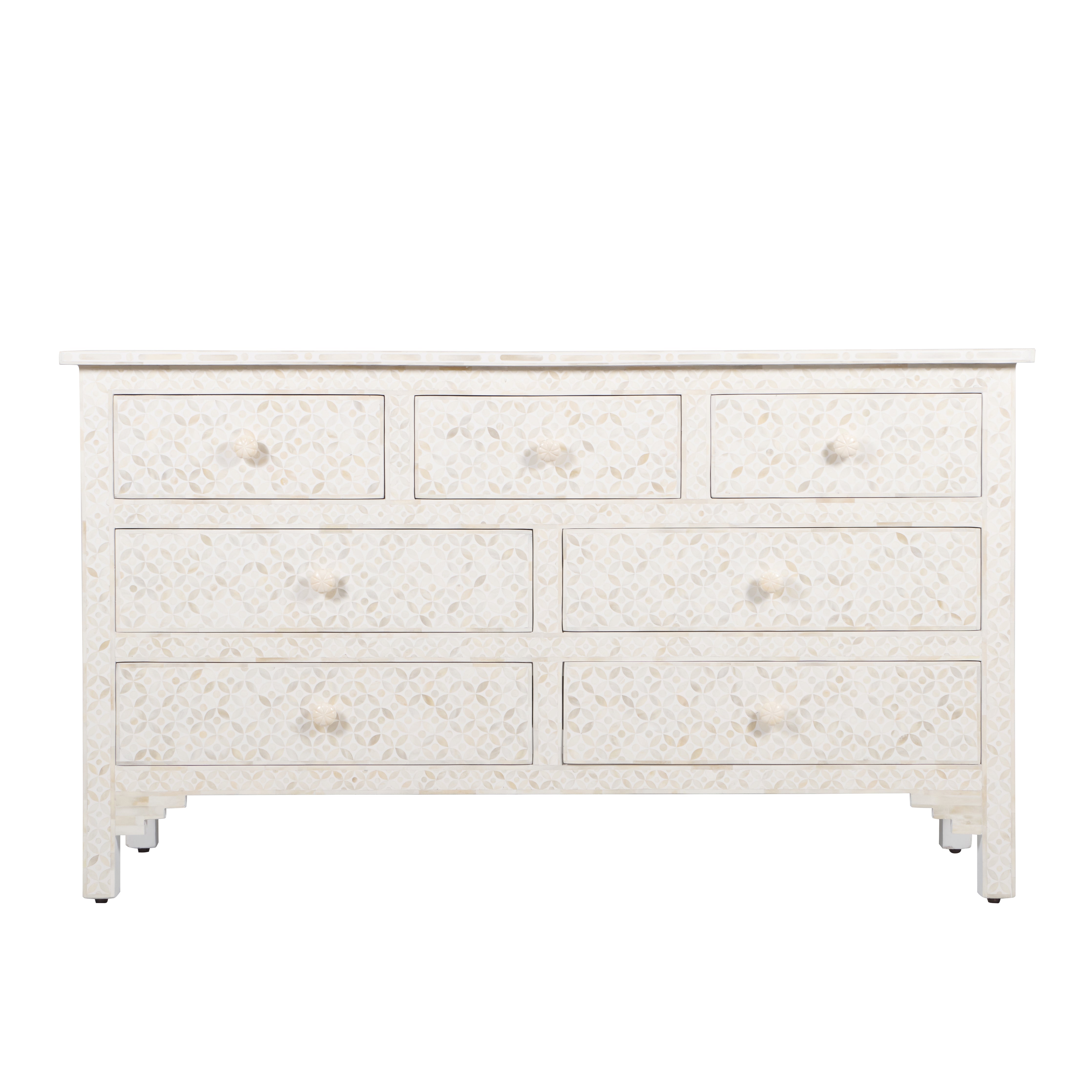 Bone Inlay 7 Drawer Dresser