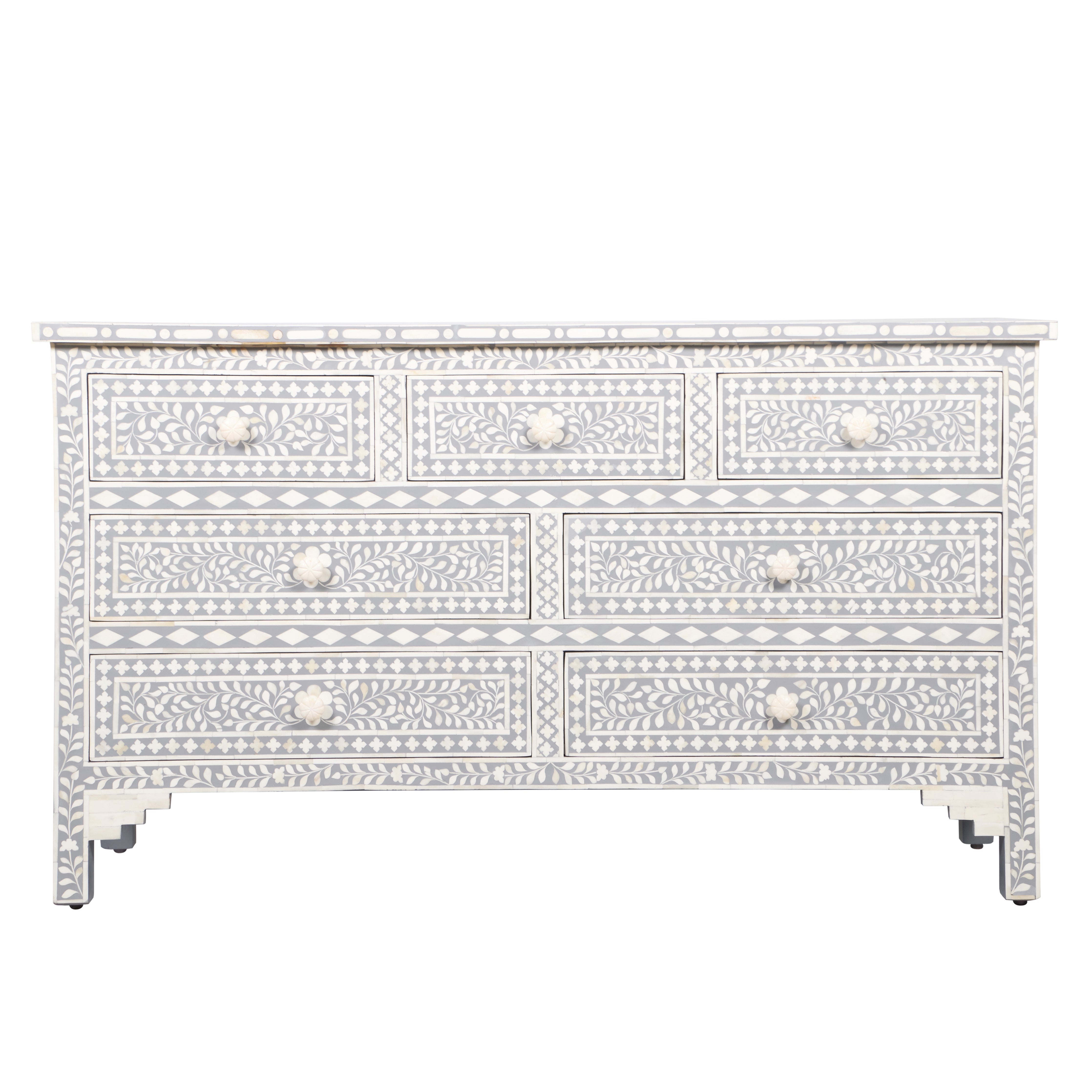 Bone Inlay 7 Drawer Dresser