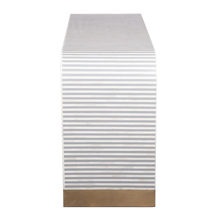 Bone Inlay Waterfall Buffet 7 Drawer Chest -  Grey