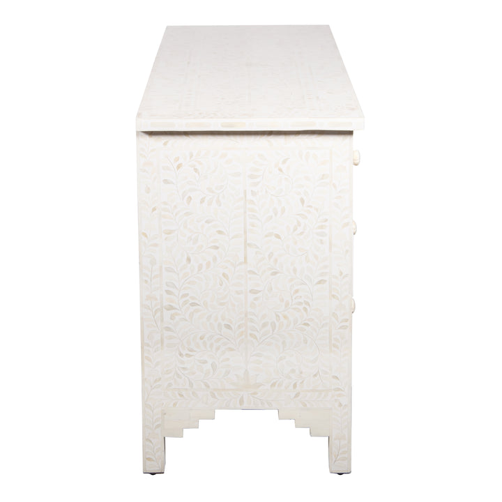 Bone Inlay 7 Drawer Dresser - White Floral