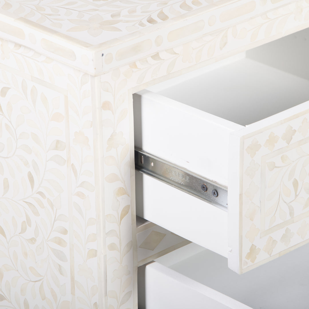 Bone Inlay 7 Drawer Dresser - White Floral