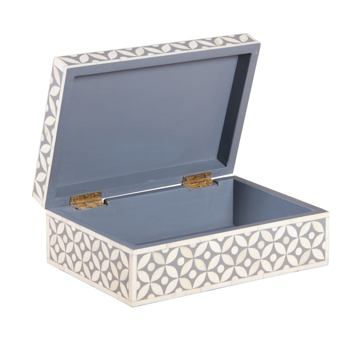 Bone Inlay Box Medium - Grey Geometric - Abacus and Hunt LLC