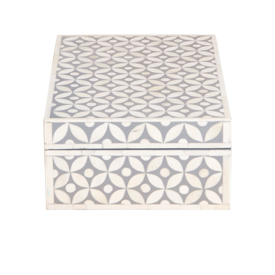 Bone Inlay Box Medium - Grey Geometric - Abacus and Hunt LLC