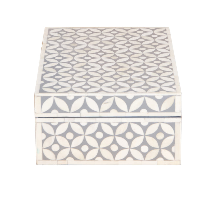 Bone Inlay Box Medium - Grey Geometric - Abacus and Hunt LLC