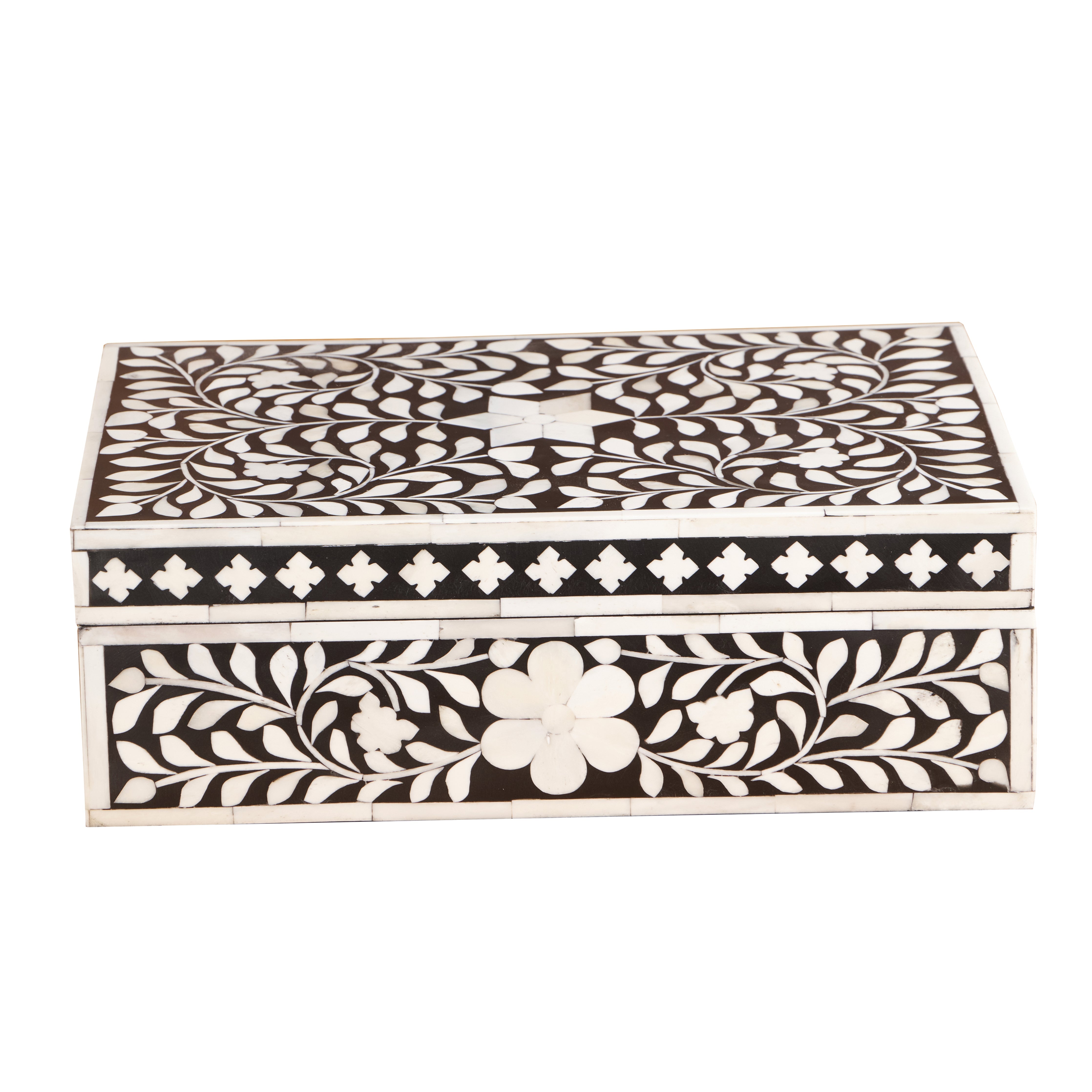 Bone Inlay Box Medium - Black Floral – Abacus and Hunt