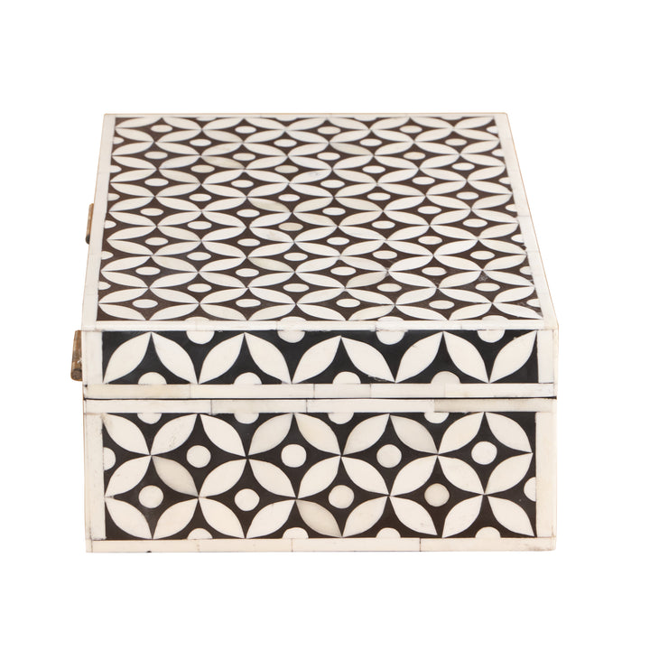 Bone Inlay Box Medium - Black Geometric - Abacus and Hunt LLC