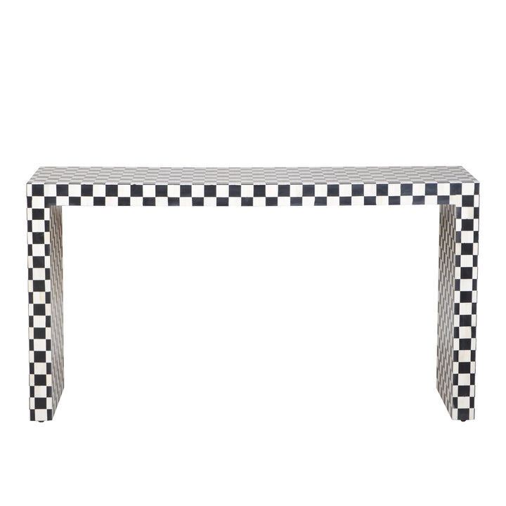 Bone Inlay Checkerboard Hall Table / Side Table - Black