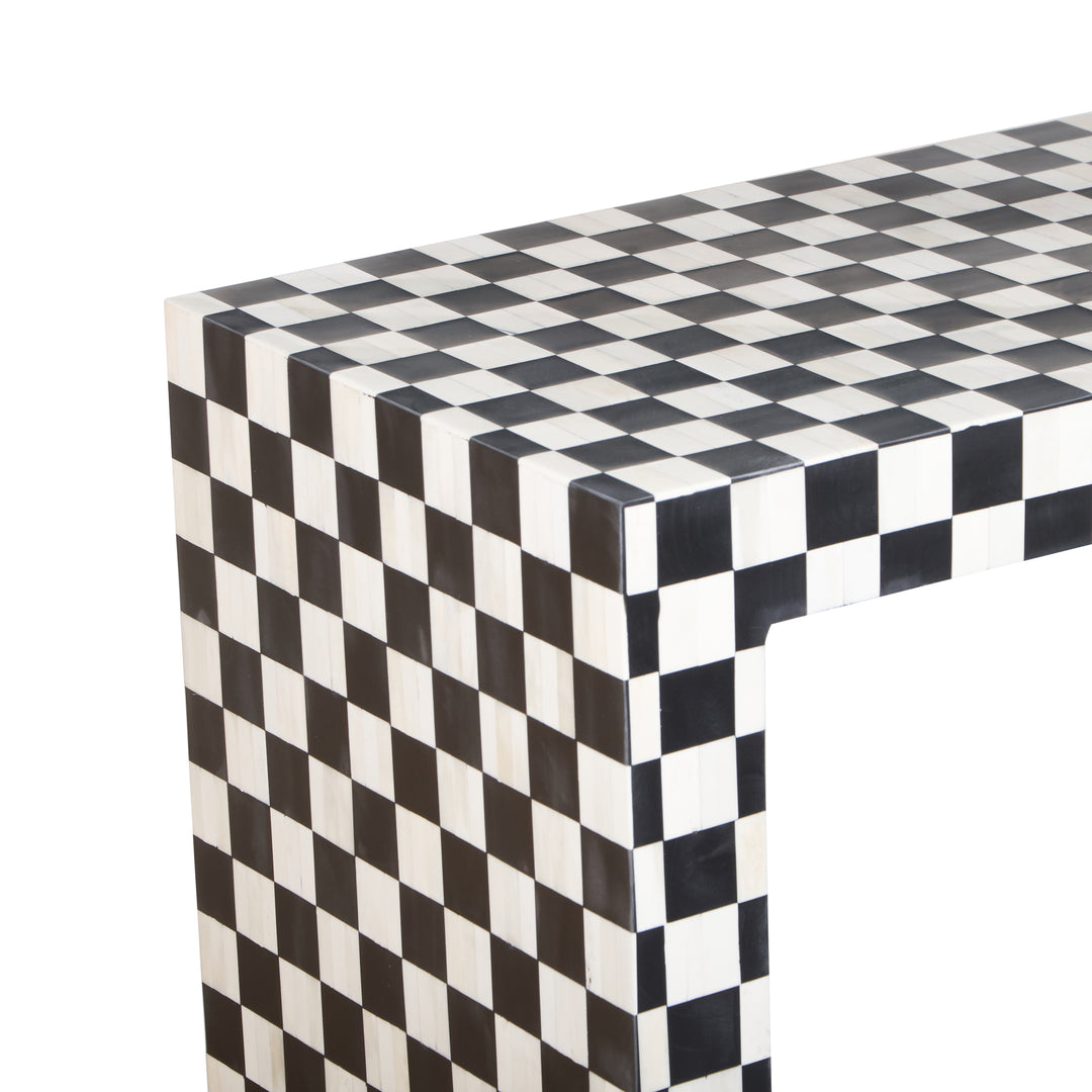 Checker Inlay Side Table Bone Inlay Checkerboard Hall Table / Side Table - Black – Abacus and Hunt
