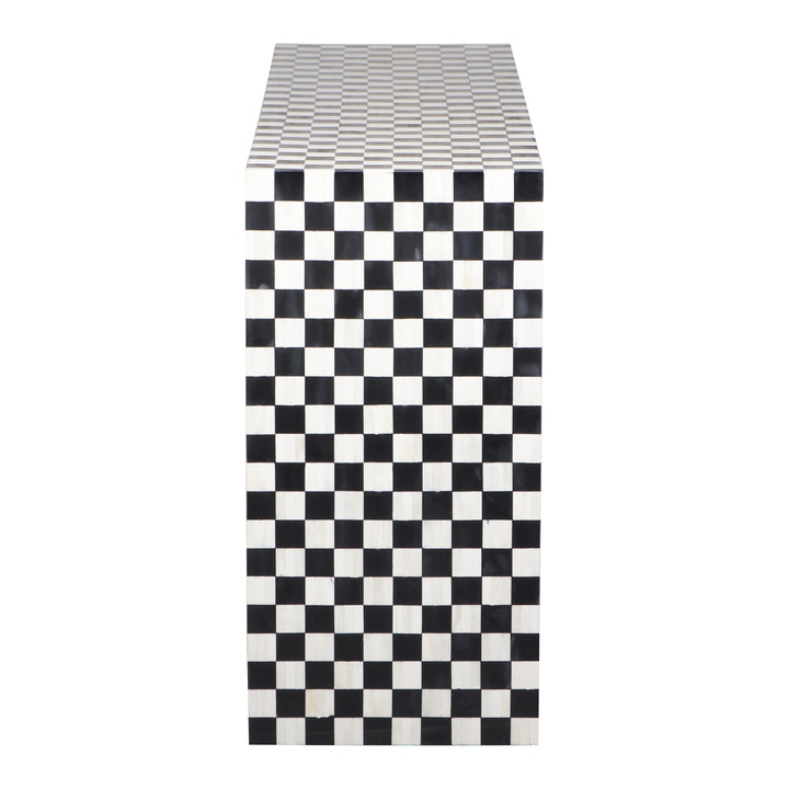 Bone Inlay Checkerboard Hall Table / Side Table - Black