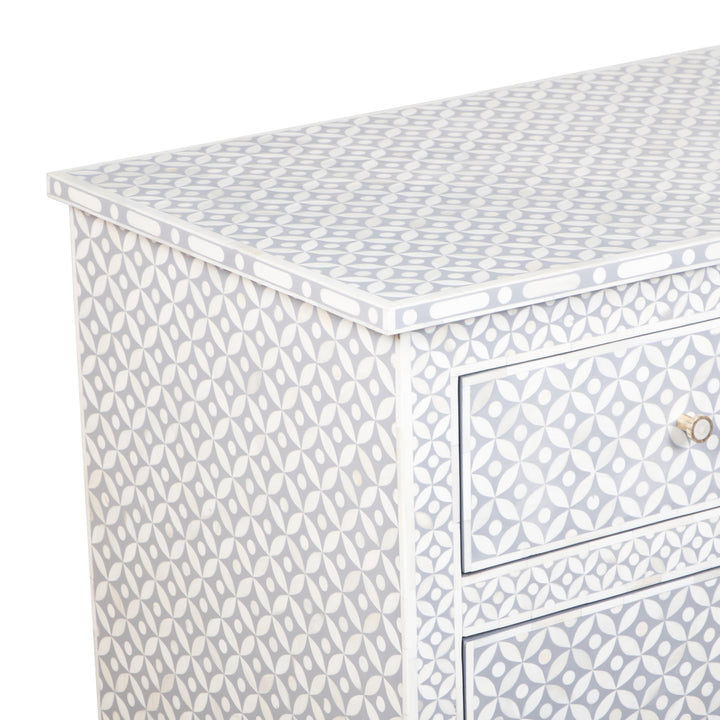 Bone Inlay 7 Drawer Dresser - Grey Geometric