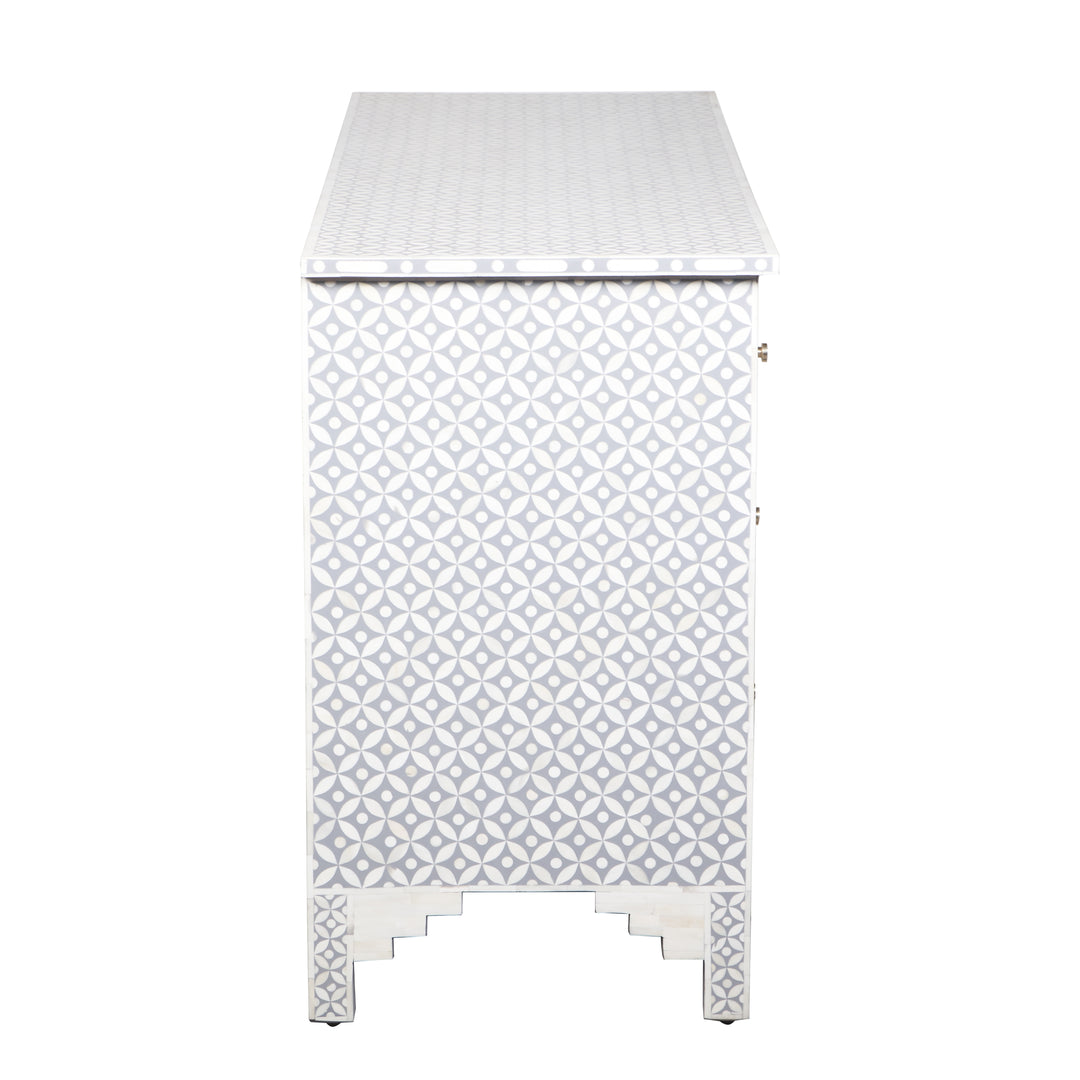 Bone Inlay 7 Drawer Dresser - Grey Geometric
