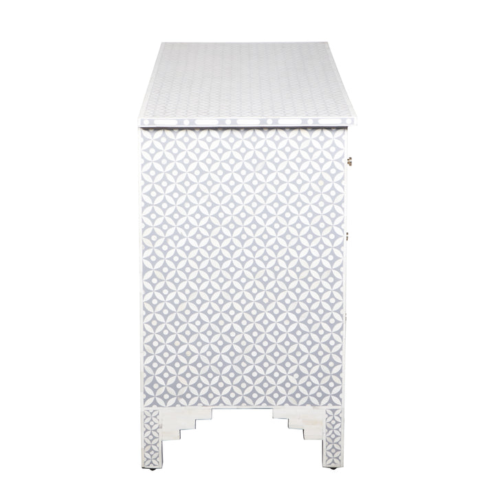 Bone Inlay 7 Drawer Dresser - Grey Geometric