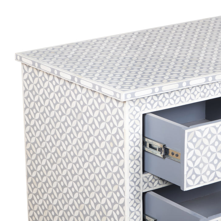 Bone Inlay 7 Drawer Dresser - Grey Geometric