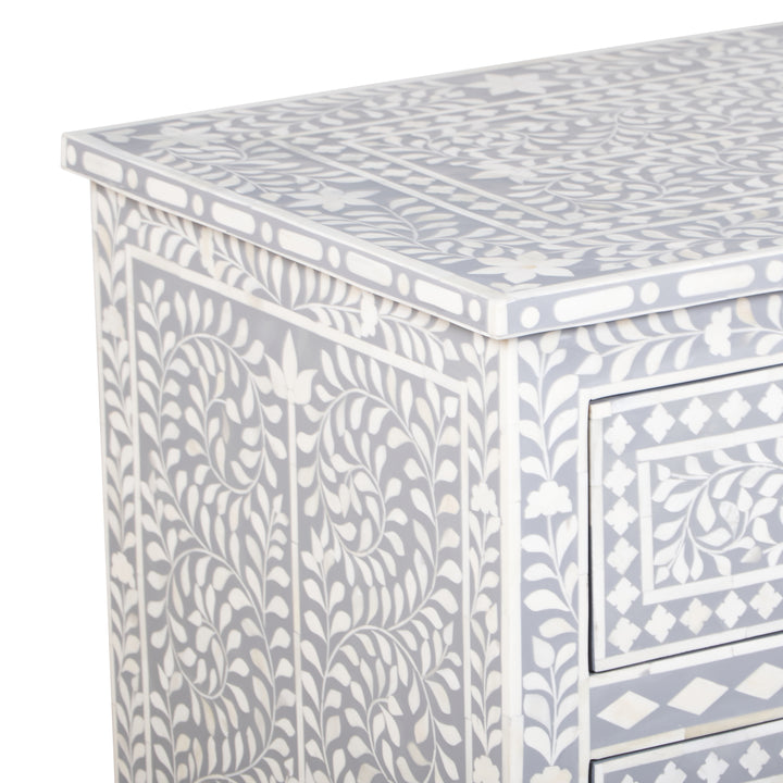 Bone Inlay 4 Drawer Dresser - Grey Floral