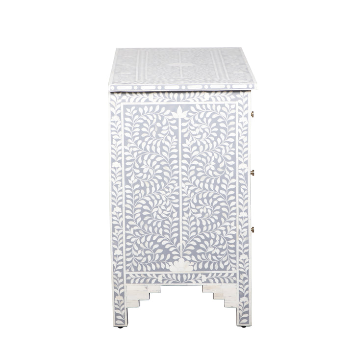 Bone Inlay 4 Drawer Dresser - Grey Floral