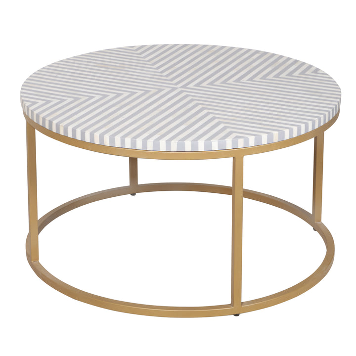 Bone Inlay Coffee Table - Grey Lines