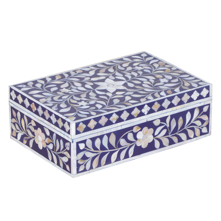 Mother of Pearl Inlay Box - Indigo Blue