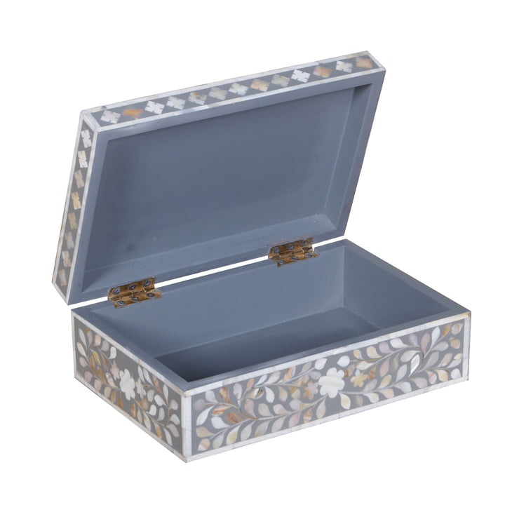 Mother of Pearl Inlay Box - Grey Floral