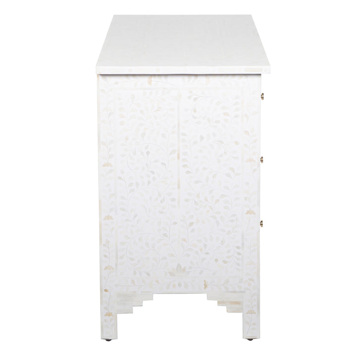 Bone Inlay 4 Drawer Dresser - White Floral